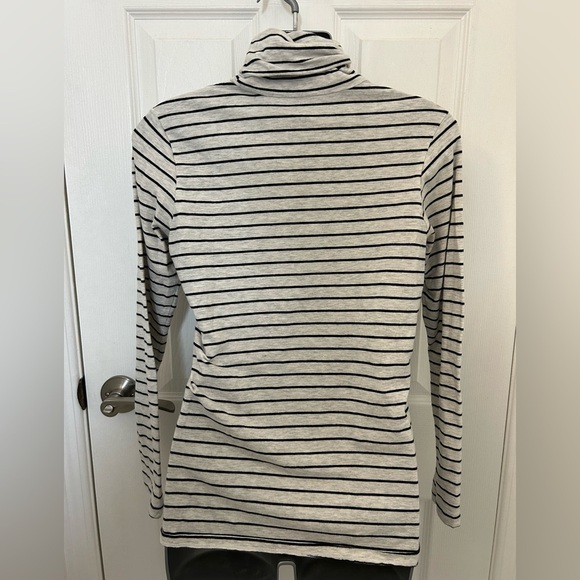 Grey and Black Stripe, Stretch Cotton Turtle Neck, Sz M - Picture 3 of 6